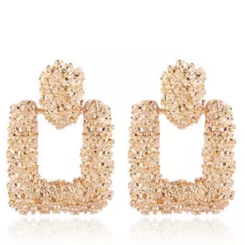 Chunky Textured Door Knocker Earrings